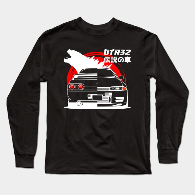 Rear Front R32 JDM Long Sleeve T-Shirt by GoldenTuners